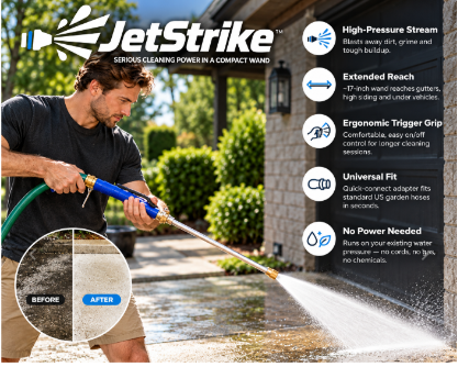 JetStrike features overview with before and after cleaning results